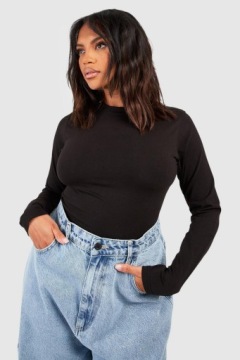 AC14202 *BOOHOO ЧЕРНОЕ КЛАССИЧЕСКОЕ БОДИ С ДЛИННЫМИ РУКАВАМИ XXL
