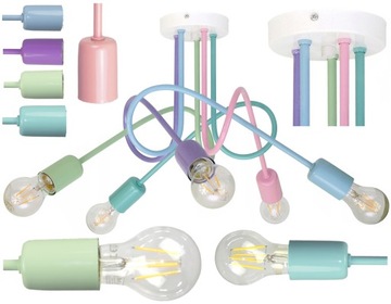 Lampa Sufitowa Pastelowa Żyrandol Pastele Żyrandol Dziecięcy Loft Pod Led