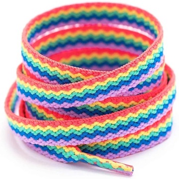 1Pair Rainbow Silk Shoelaces Satin Ribbon Flat Shoe Laces Women Sneakers