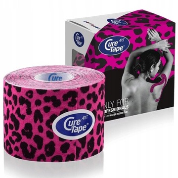 Taśma CureTape ART LEOPARD PINK tape kinesiotaping tejpy 5 cm
