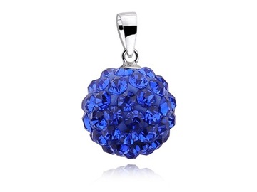 ZAWIESZKA SZAFIROWA KULKA SWAROVSKI CRISTAL 12MM