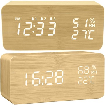 BUDZIK ZEGAR TERMOMETR ELEKTRONICZNY ZEGAREK ALARM
