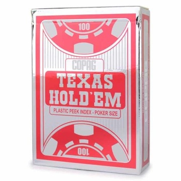 Karty Copag Texas Silver Jumbo Plastic Czerwone