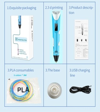 Kids 3D High Temperature Pen 3D Drawing Doodle Printing Pen 3D Pencil Kids