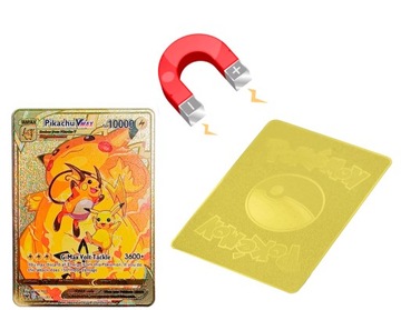 HIT Pokemon ZŁOTA METALOWA KARTA KOLEKCJA PIKACHU raichu vmax 10000