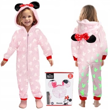 PIŻAMA KIGURUMI KOMBINEZON ONESIE ŚWIECĄCY NEON MYSZKA MINNIE 110/116