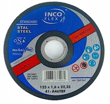 Tarcza do cięcia metalu 125x1,6 INCOFLEX