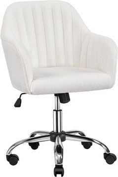 Eleganckie krzesło obrotowe glamour baranek IVORY fotel biurowy