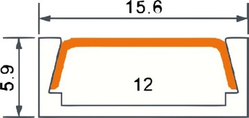 Профиль для анодированной светодиодной ленты поверхностного монтажа длиной 2 м с опаловым плафоном + 4 торцевых заглушки