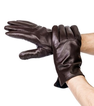 Ocieplane rękawiczki męskie ze skóry naturalnej bydlęcej - Rovicky XL