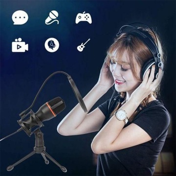 Компьютерный микрофон, конденсаторный, ИГРОВОЙ, студийный КАРАОКЕ, USB-фильтр