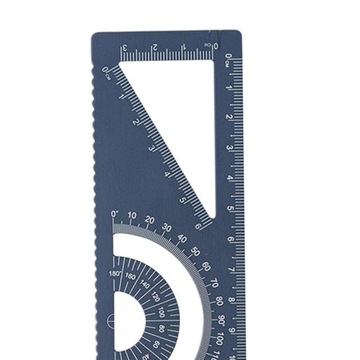 Многофункциональная линейка из алюминиевого сплава, темно-синего цвета.