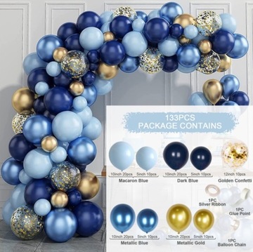 BALONY GIRLANDA DEKORACJA NA URODZINY NIEBIESKI BALONY