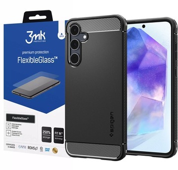 ETUI + SZKŁO HYBRYDOWE DO GALAXY A55 5G - SPIGEN RUGGED ARMOR, OBUDOWA
