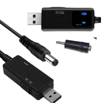 Przetwornica USB Boost DC 5V do 9V 12V Kabel USB Step-up + 3.5x1.35mm