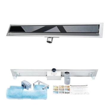 Odpływ liniowy czarne szkło Sanitline 80 cm black