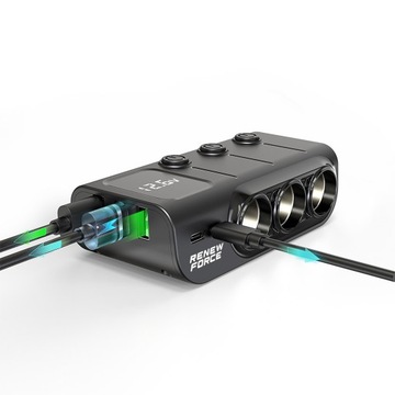 Разветвитель прикуривателя Автомобильное зарядное устройство USB-C PD USB QC 120 Вт