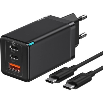 BASEUS SZYBKA ŁADOWARKA SIECIOWA USB 2x USB-C MOCNY ZASILACZ 65W PD QC GaN5