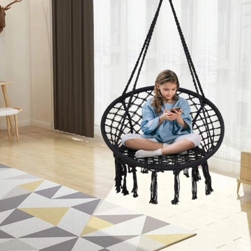 HUŚTAWKA OGRODOWA DUŻA XXL PODUSZKA GNIAZDO FOTEL WISZĄCY BUJANY 150KG BOHO