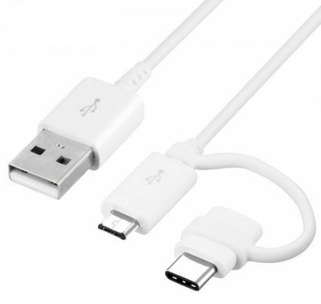 Кабель Samsung 2в1 USB — microUSB — USB-C 1,5 м белый