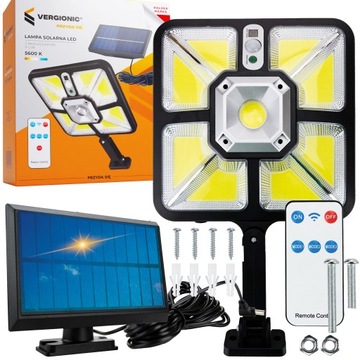 LAMPA SOLARNA LED CZUJNIK RUCHU ZMIERZCHU + PILOT