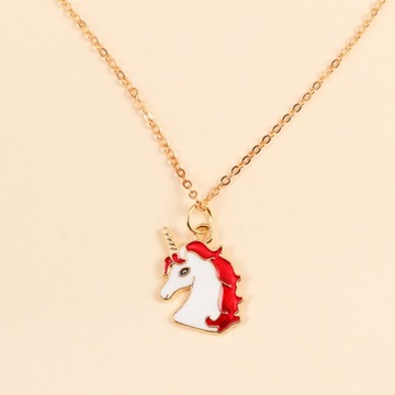 Lovely Enamel Cartoon Rainbow Unicorn Pendant