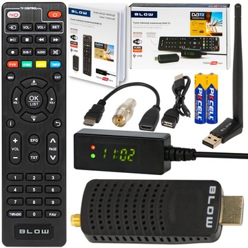 DEKODER DVB-T2 HEVC TV NAZIEMNEJ TUNER HD ANTENA WIFI PILOT BATERIE ZESTAW