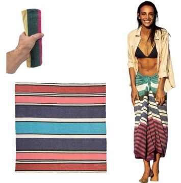 PAREO FOUTA RĘCZNIK PLAŻOWY KĄPIELOWY BASEN SAUNA SPA 100x100cm BAWEŁNA