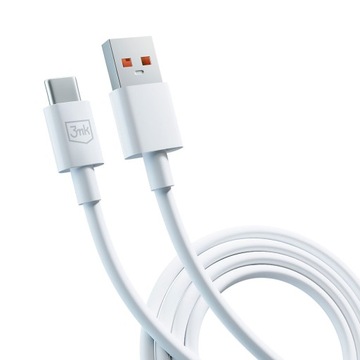 Biały Kabel Przejściówka USB -A do USB-C 60W 3A 1.2m - 3mk Hyper Cable