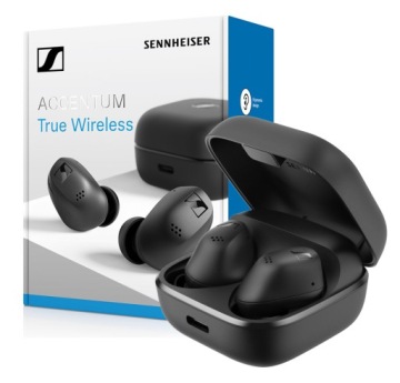 Sennheiser Accentum True Wireless Black Hybrid Anc aptX 28h 107dB Qi Pouzdro