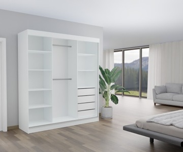 ШКАФ-ДВИЖНАЯ - 3D HORTON 210 СМ БЕЛЫЙ LACOBEL
