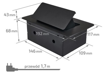 РОЗЕТКА, СКРЫТАЯ В СТОЛЕШНИЦУ 1 РОЗЕТКА ПИТАНИЯ 1 USB-C 1 USB-A
