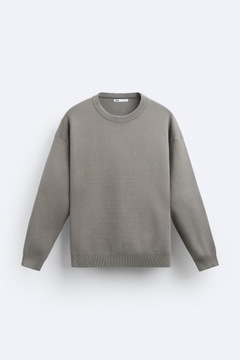 ZARA sweter z dzianiny strukturalnej regular fit szary L