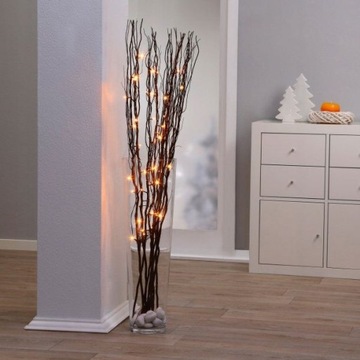 GAŁĄZKI WIERZBOWE PODŚWIETLANE 40szt LED 120cm VINTAGE szare na baterie
