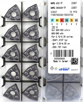 PŁYTKI WIELOOSTRZOWE WNMG 080408-TF 432-TF IC907 ISCAR