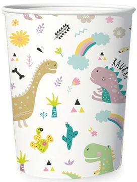 KUBKI KUBECZKI PAPIEROWE DINOZAURY DINO PARTY 3 4 5 6 7 8 URODZINY 6szt
