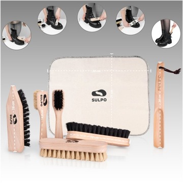 НАБОР ЩЕТКОВ КОНСКИЙ ВОЛОС ОБУВЬ ЛОЖКА ТКАНЬ ТАБУР ЗАМША КОЖА