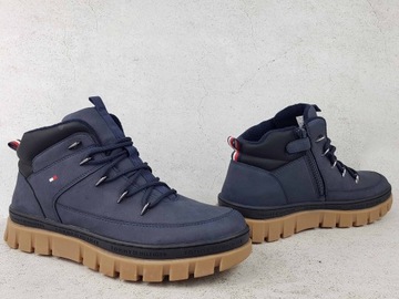 TOMMY HILFIGER TRAPERY KOZAKI BUTY WORKERY GRANAT