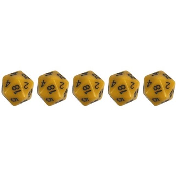 ZESTAW 5 KOSTEK K20 RPG ŻÓŁTA KOŚĆ DWUDZIESTOŚCIENNA