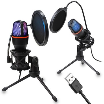Микрофон для PC Емкостный USB LED RGB