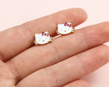 Детские серьги Hello Kitty Cat с золотыми шпильками