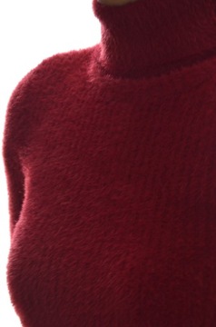 Damski sweter typu alpaka golf w prążek UNI
