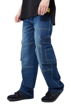 SPODNIE DŁUGIE JEANS GRANATOWE BOJÓWKI PROSTE TALL BOOHOOMAN 50