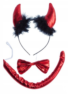 STRÓJ KARNAWAŁOWY HALLOWEEN DIABEŁ DIABLICA ROGI