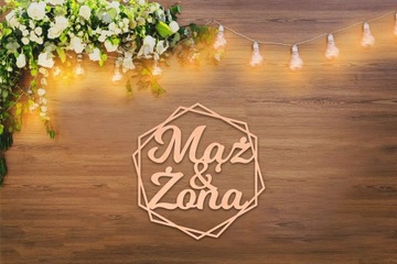 Napis Mąż i Żona heksagon 40cm ślub wesele