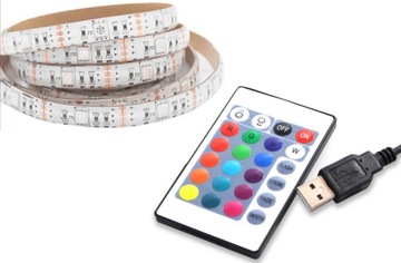 RGB USB СВЕТОДИОДНАЯ ЛЕНТА С ДИСТАНЦИОННОЙ РЕГУЛИРОВКОЙ ПОДСВЕТКИ ТВ 3М, ЦВЕТА ЦВЕТА 3м