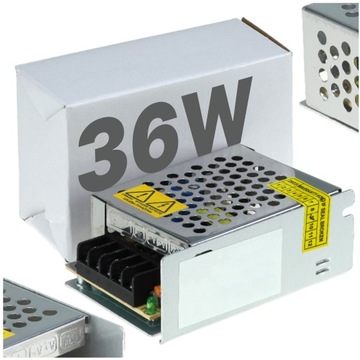 ZASILACZ LED 36W 12V 3A MODUŁOWY TRANSFORMATOR DO TAŚM I OPRAW LEDOWYCH