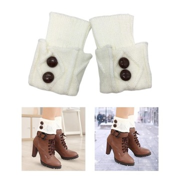 Ocieplacze na nogi Dzianiny Winter Warm Fashion białe