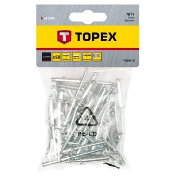 NITY ALUMINIOWE 4.8 X 28 MM, 50 SZT. 43E509 TOPEX