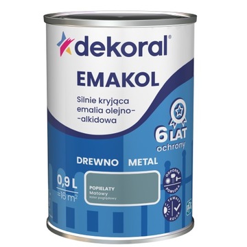 Emalia drew met EMAKOL STRONG popielaty mat 0,9L